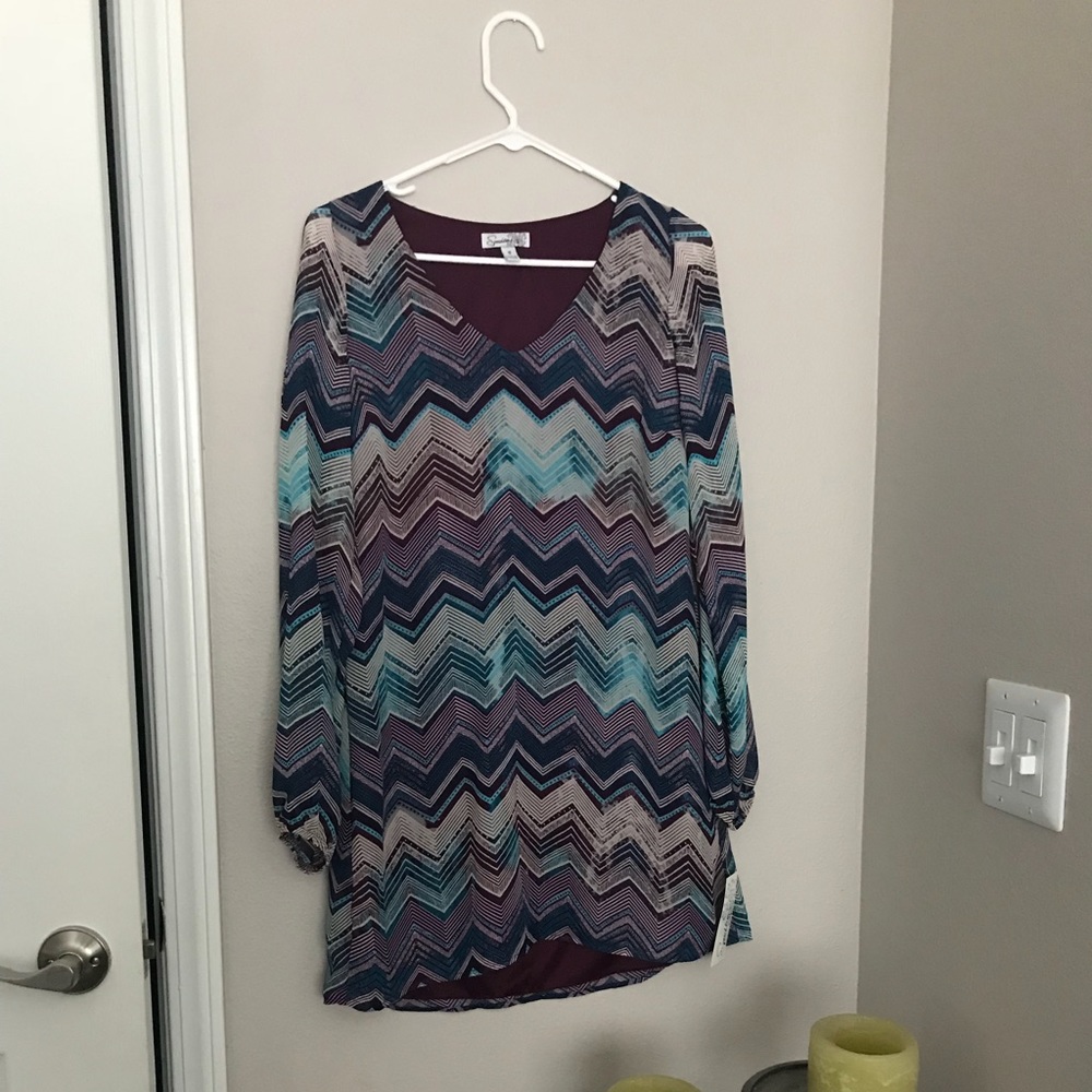 Distressed Purple and Teal Box Dress
